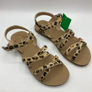 Size 5Y: Mini Boden Brown Leopard Print Buckle Sandals