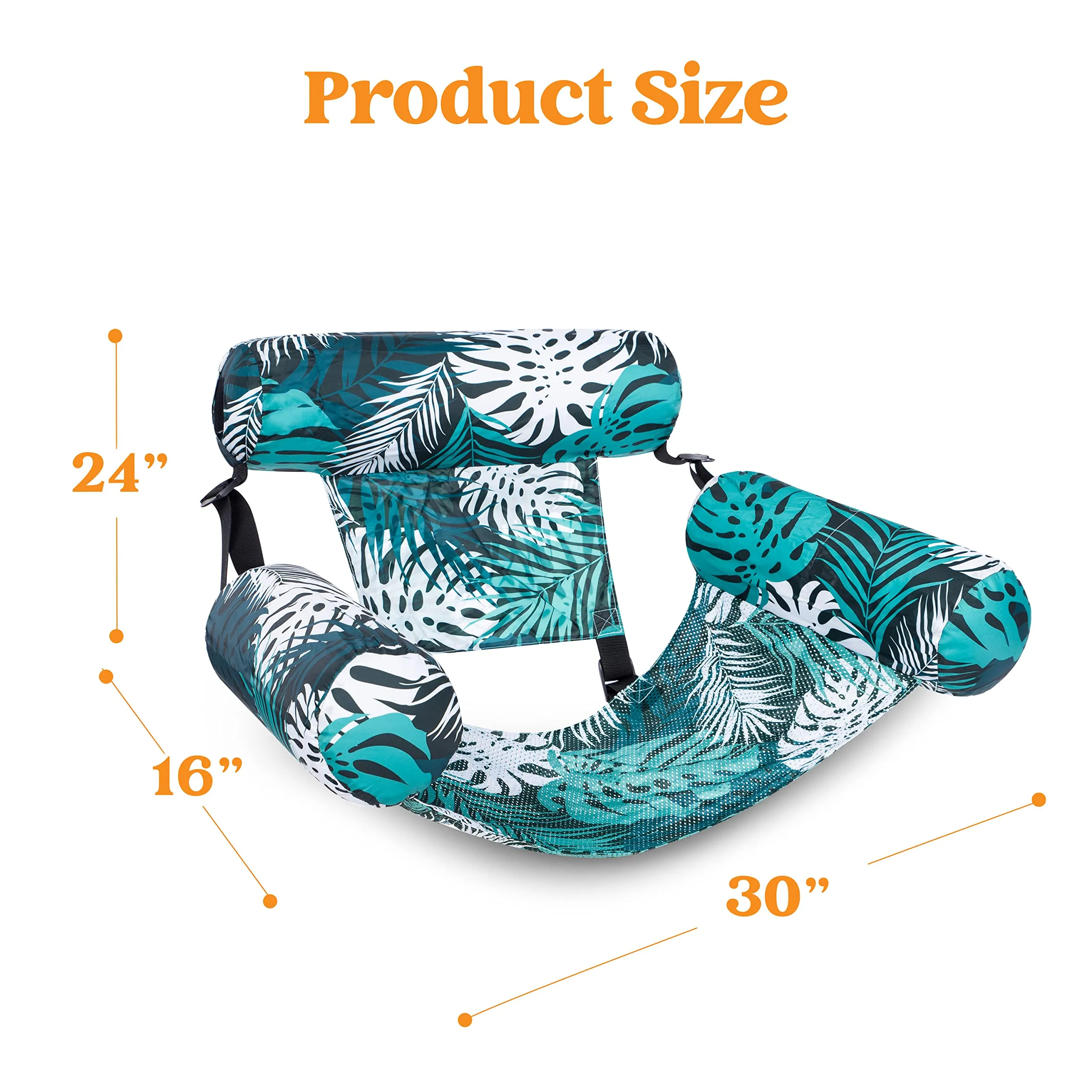 Sloosh Pool Floats Adult, 2 Packs Inflatable Pool Lounge Chairs,Blow up Hammock Pool Noodles Floats for Adults,Floating Water Chair for Pool Party Lake River Water Fun(Tropical Leaves-Green,Blue)