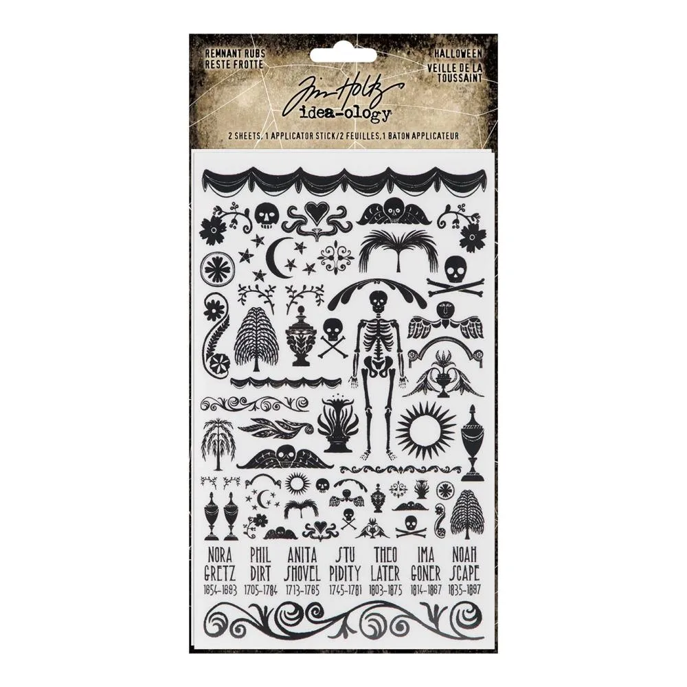 Tim Holtz - Idea-Ology Remnant Rubs Rub-Ons 4.75"x 7.75" 2 pack - Halloween