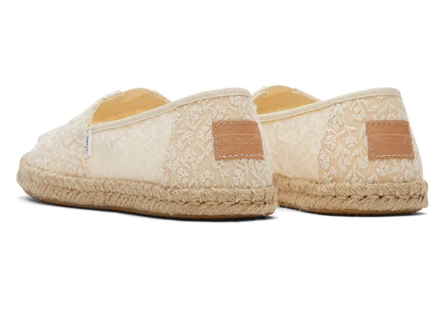 TOMS Womens Alpargata Floral Lace Rope Espadrille - Natural