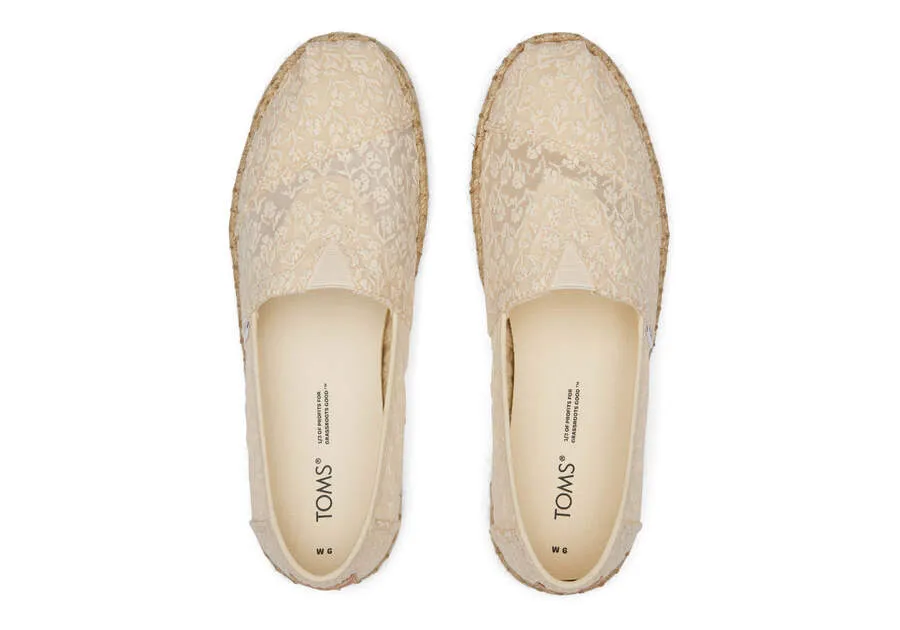 TOMS Womens Alpargata Floral Lace Rope Espadrille - Natural