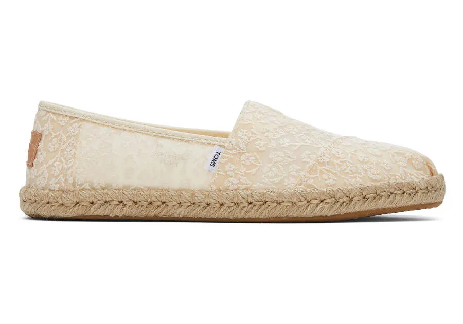 TOMS Womens Alpargata Floral Lace Rope Espadrille - Natural