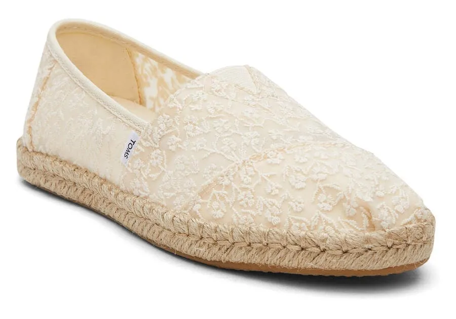 TOMS Womens Alpargata Floral Lace Rope Espadrille - Natural