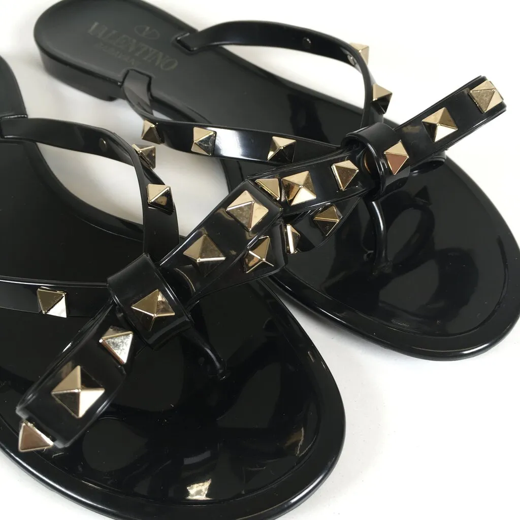 Valentino Rockstud Rubber Thong Sandals 37