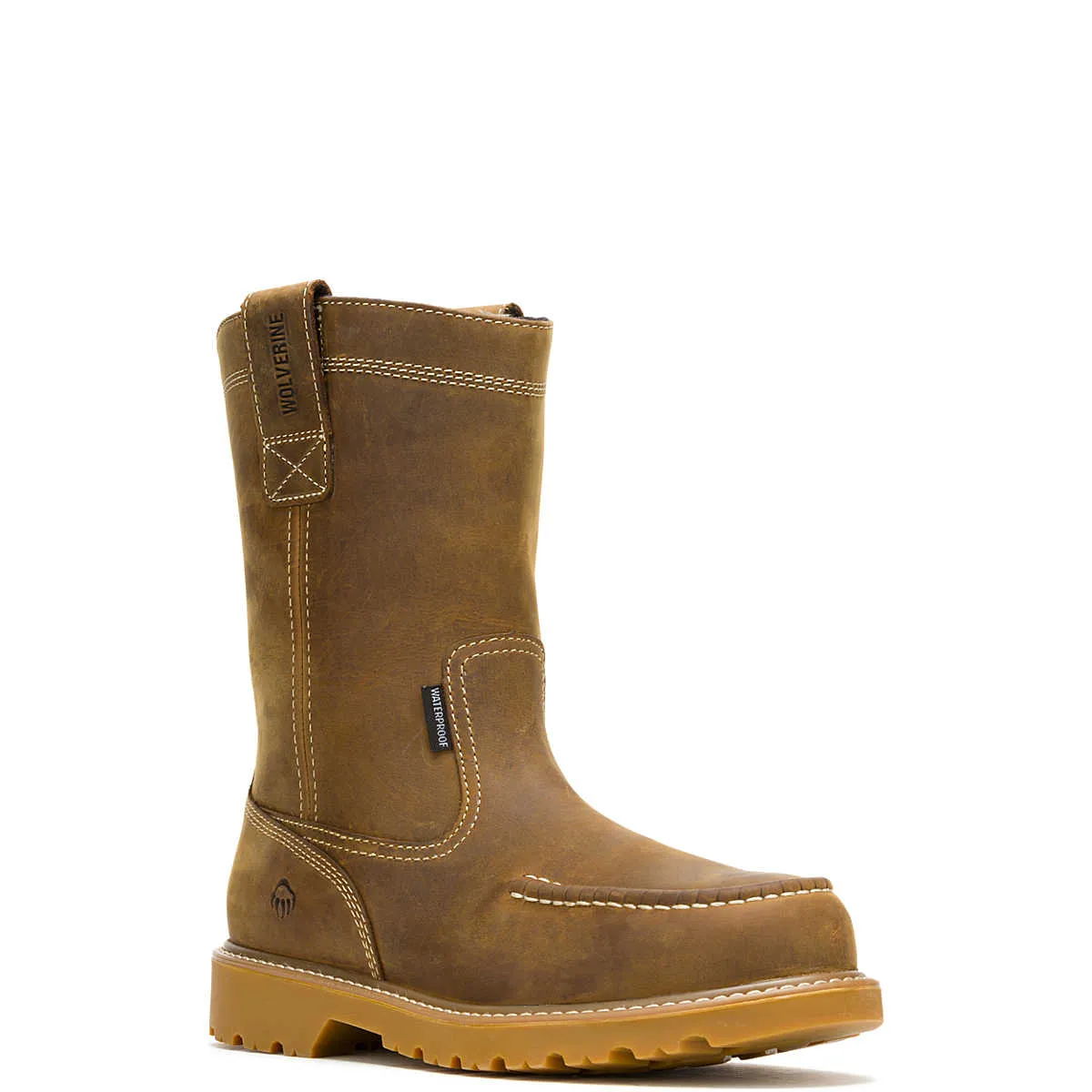 Wolverine Men's Floorhand Moc-Toe Pull-On Work Wellington - Dark Wheat (SOFT TOE)