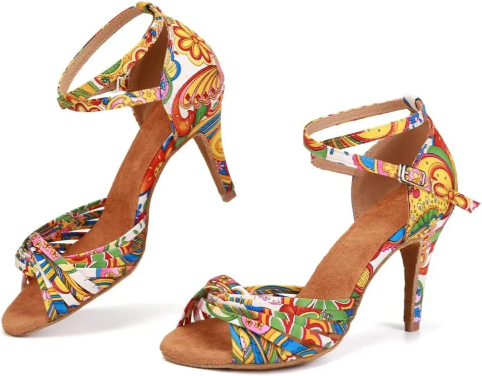 Women Latin Dance Shoes Professional Practice Performance Ballroom Salsa Colorful Dancing Shoes Model YCL255