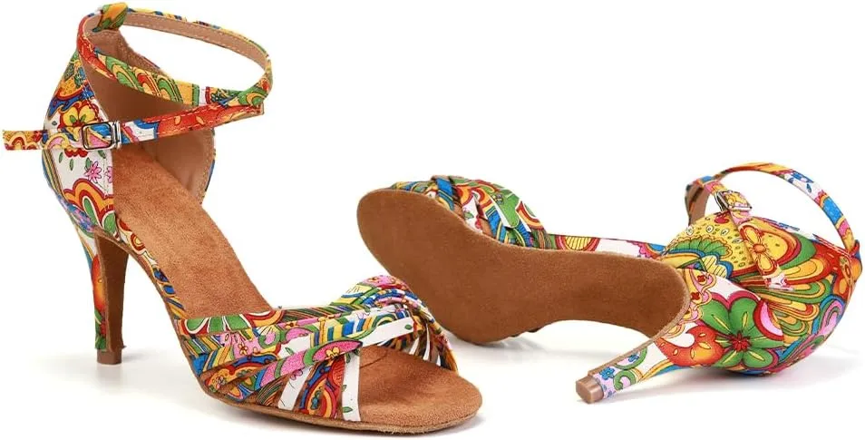 Women Latin Dance Shoes Professional Practice Performance Ballroom Salsa Colorful Dancing Shoes Model YCL255