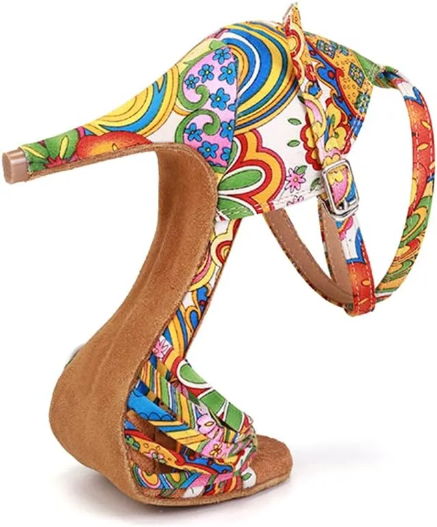Women Latin Dance Shoes Professional Practice Performance Ballroom Salsa Colorful Dancing Shoes Model YCL255