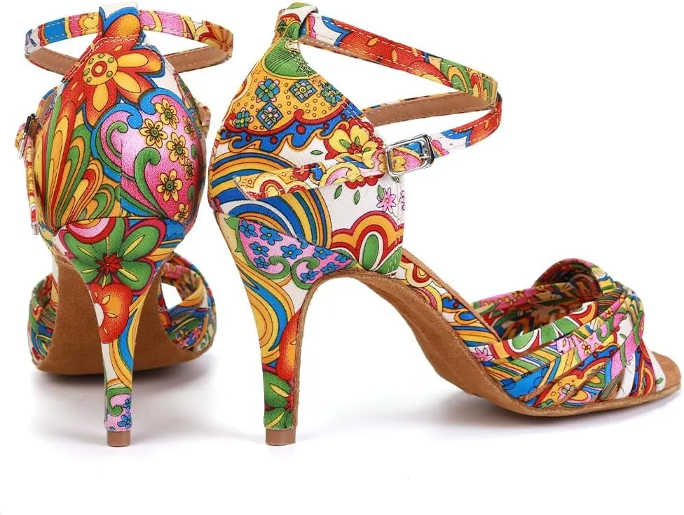 Women Latin Dance Shoes Professional Practice Performance Ballroom Salsa Colorful Dancing Shoes Model YCL255