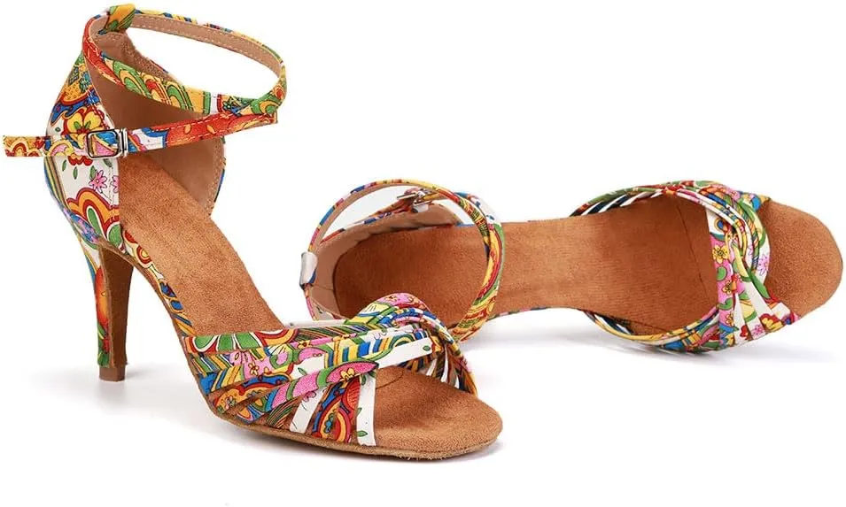 Women Latin Dance Shoes Professional Practice Performance Ballroom Salsa Colorful Dancing Shoes Model YCL255
