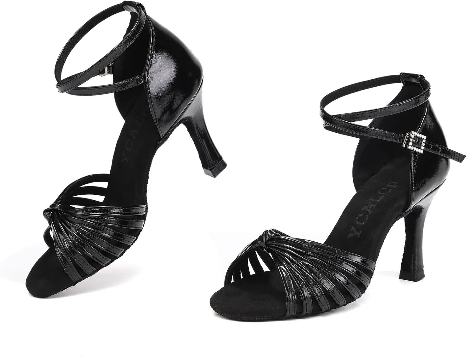 Women's Latin Dance Shoes Satin Open Toe Professional Practice Ballroom Salsa Dancing Shoes 9cm Heel